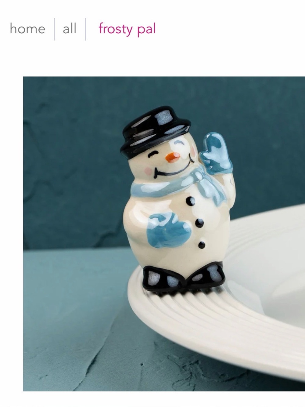 New Nora Fleming insert White Snowman Blue Scarf Mittens, Holiday Nora Fleming